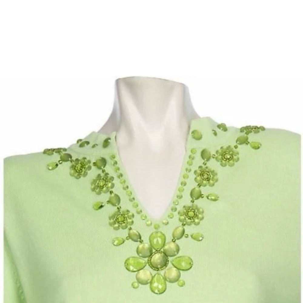 Quacker Factory Frosted Stone Split Neck Sweater (Margarita is the color)